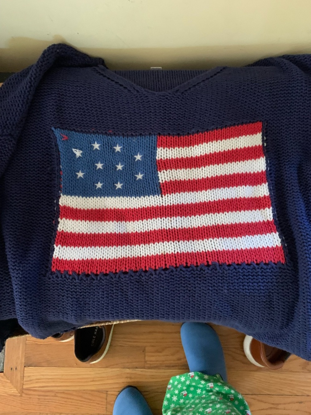 Vintage Havana Oversized Navy Flag Women's Sweater - Picture 3 of 6